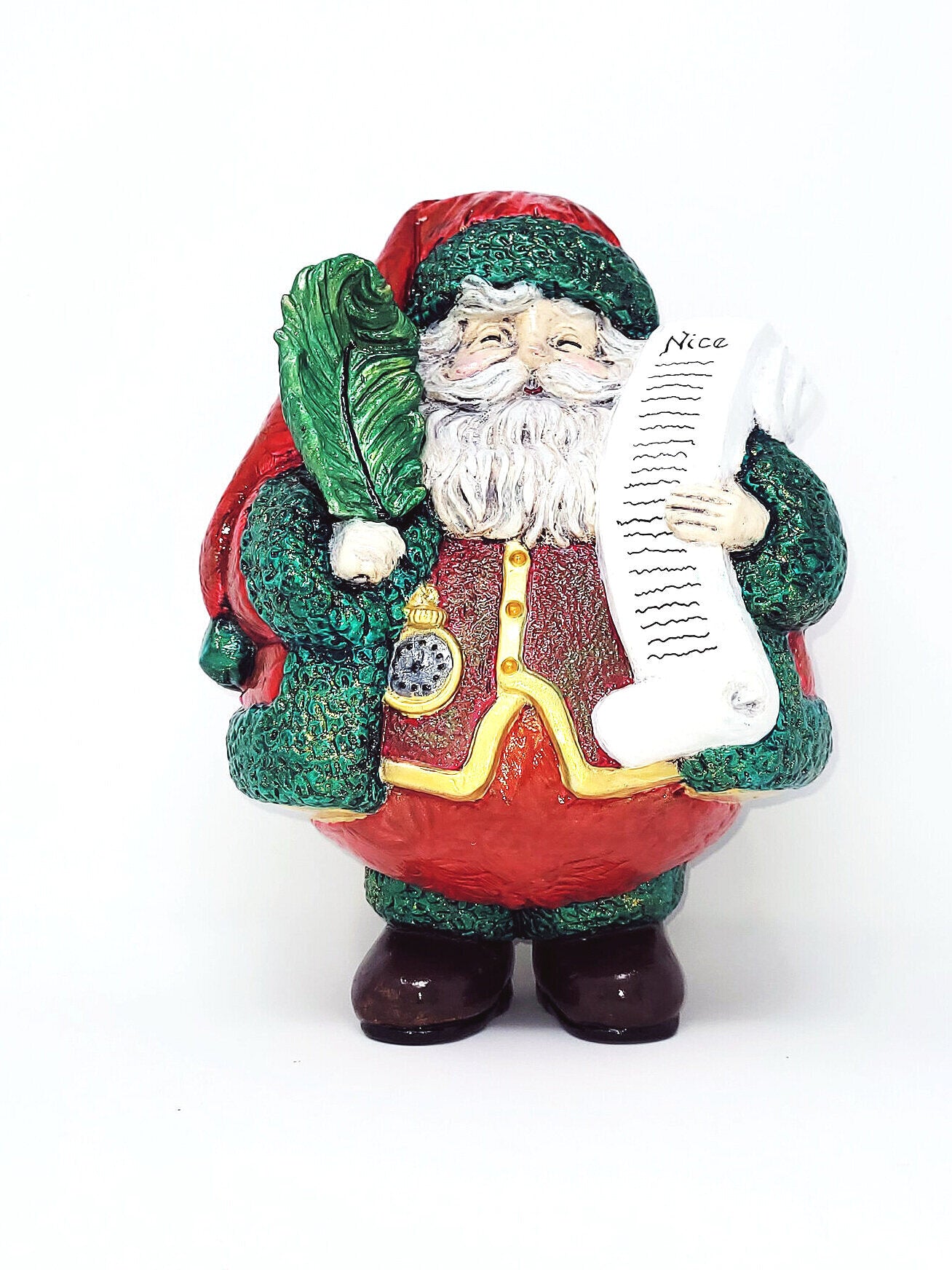 Roly Poly List Santa: Red & Green