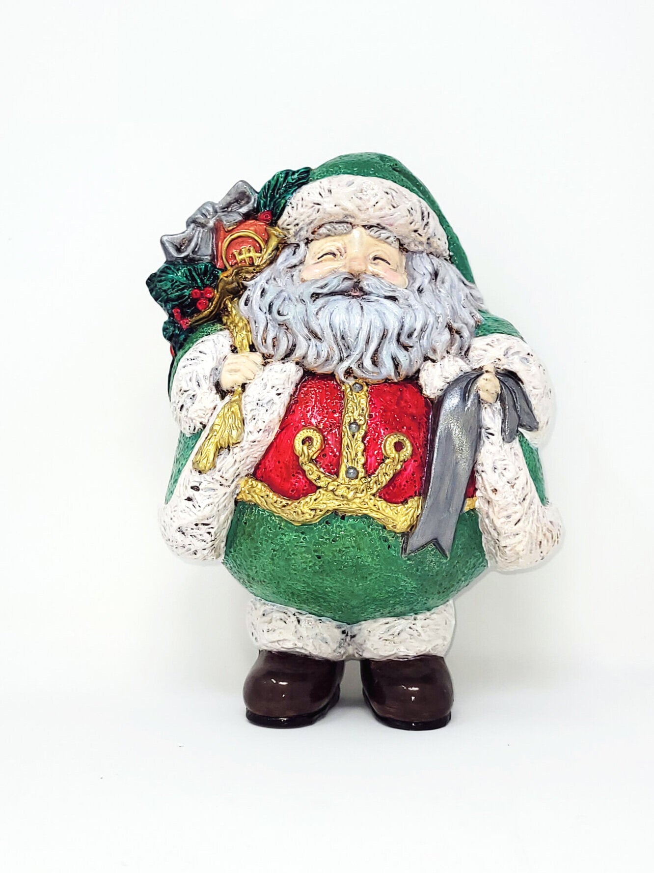 Roly Poly Satchel Santa: Green & Red