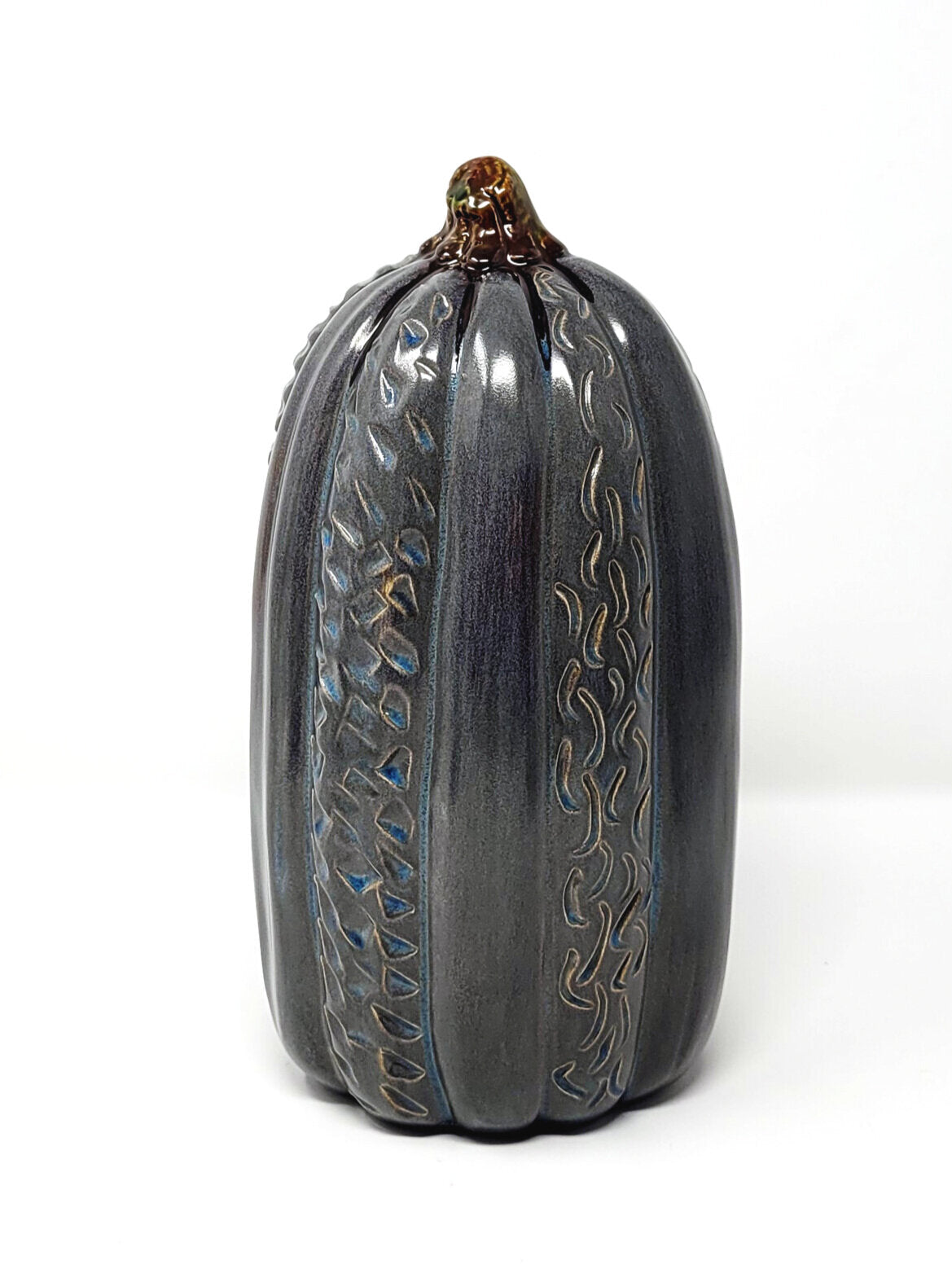 Stone-Blue Carved Design Pumpkin Set (3)