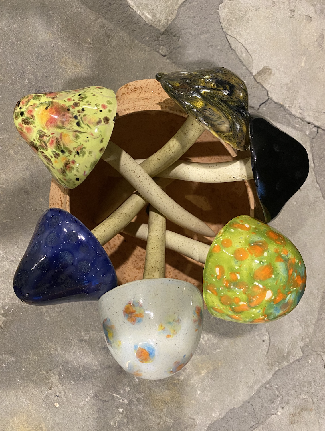Garden Mushroom: Speckled Light Green & Pink