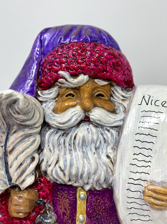 Roly Poly List Santa: Purple & Maroon
