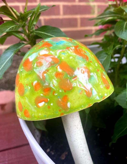 Garden Mushroom: Spotted Neon Green & Orange
